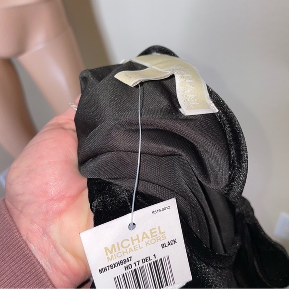 Michael Kors dress Women's Velvet Twist Sheath Dress in black SZ L NEW - Picture 7 of 11